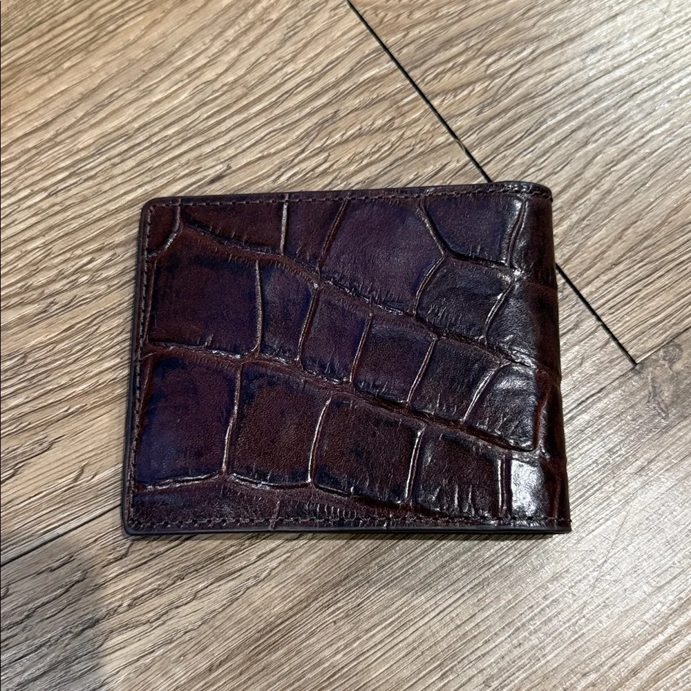 Fossil Men's Croc-Embossed Money + Cardholder Wallet - Dark Brown